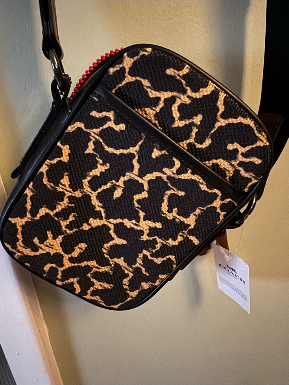 Coach Black & Tan Patterned Messenger Bag